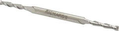 Made in USA - 1/8", 3/4" LOC, 3/16" Shank Diam, 3-1/8" OAL, 2 Flute, Cobalt Square End Mill - Double End, Uncoated, Spiral Flute, 30° Helix, Centercutting - USA Tool & Supply