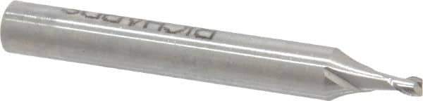 Made in USA - 0.07", 0.105" LOC, 3/16" Shank Diam, 1-1/2" OAL, 2 Flute, High Speed Steel Square End Mill - Single End, Uncoated, Centercutting - USA Tool & Supply