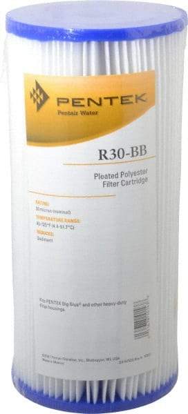 Pentair - 4-1/2" OD, 30µ, Non-Woven Polyester Pleated Cartridge Filter - 9-3/4" Long, Reduces Sediments - USA Tool & Supply