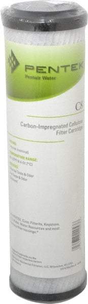 Pentair - 2-5/8" OD, 1µ, Carbon Impregnated Cellulose Pleated-Dual Purpose-Powder Activated Cartridge Filter - 9-3/4" Long, Reduces Tastes, Odors & Sediments - USA Tool & Supply