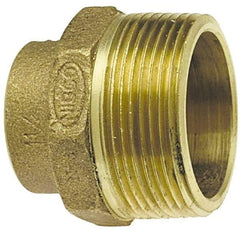 NIBCO - 1-1/4", Cast Copper Drain, Waste & Vent Pipe Trap Adapter - 1-1/4" Tube OD, O.D. Tube x M - USA Tool & Supply