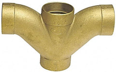 NIBCO - 2 x 2 x 1-1/2 x 1-1/2", Cast Copper Drain, Waste & Vent Pipe Double Long Turn T Y - C x C x C x C - USA Tool & Supply