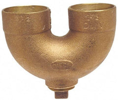 NIBCO - 1-1/2", Cast Copper Drain, Waste & Vent Pipe Return Bend with CO - C x C x CO with Plugs - USA Tool & Supply