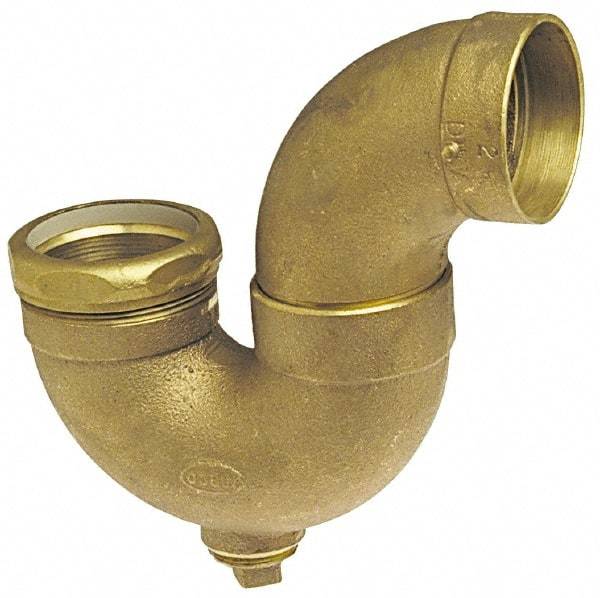 NIBCO - 2", Cast Copper Drain, Waste & Vent Pipe P Trap with CO - C x SJ with Plug - USA Tool & Supply