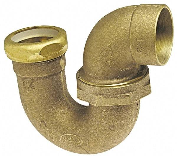 NIBCO - 2", Cast Copper Drain, Waste & Vent Pipe P Trap with Union Joint - C x SJ - USA Tool & Supply