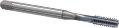 OSG - 1/4-20 UNC 3B 4 Flute TiCN Finish Powdered Metal Straight Flute Machine Tap - Bottoming, Right Hand Thread, 2-1/2" OAL, 1" Thread Length, H3 Limit, Oversize - Exact Industrial Supply