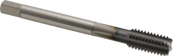 OSG - 7/16-14 UNC 4 Flute TiCN Finish Powdered Metal Straight Flute Machine Tap - Bottoming, Right Hand Thread, 3-5/32" OAL, 1-7/16" Thread Length, H3 Limit, Oversize - Exact Industrial Supply