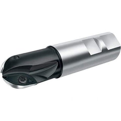 Walter - 3/4" Cut Diam, 0.59" Max Depth of Cut, 3/4" Shank Diam, 3.41" OAL, Indexable Ball Nose End Mill - 1.38" Head Length, Straight Shank, F2339 Toolholder, XDMT 16T3095 R Insert - USA Tool & Supply