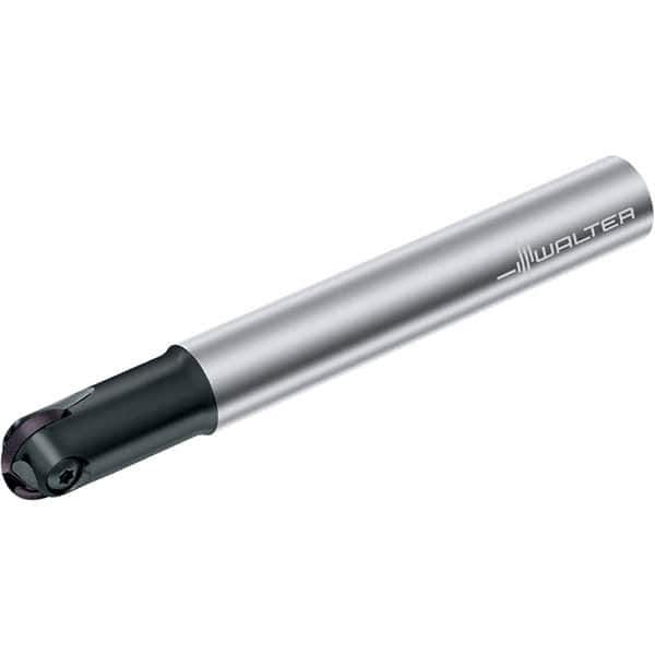 Walter - 12mm Cut Diam, 1/2" Shank Diam, 5.11" OAL, Indexable Ball Nose End Mill - 1-1/4" Head Length, Straight Shank, F2139 Toolholder, P3201-D12, P3201-D12.7, P3204-D12, P3204-D12.7 Insert - USA Tool & Supply