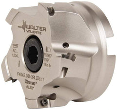 Walter - 5 Inserts, 4" Cut Diam, 1-1/2" Arbor Diam, 0.591" Max Depth of Cut, Indexable Square-Shoulder Face Mill - 0/90° Lead Angle, 2.48" High, AD.T 1606.. Insert Compatibility, Series F4042 - USA Tool & Supply