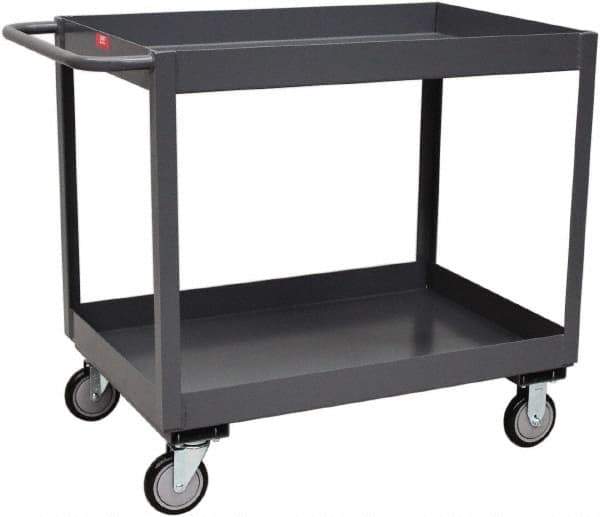 Jamco - 1,200 Lb Capacity, 24" Wide x 48" Long x 35" High Service Cart - 2 Shelf, Steel, 2 Rigid/2 Swivel Casters - USA Tool & Supply