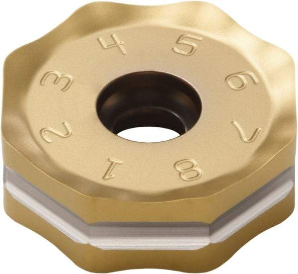 Seco - ONMU090520 M12 Grade F40M Carbide Milling Insert - TiAlN/TiN Finish, 0.228" Thick, 0.866" Inscribed Circle - USA Tool & Supply