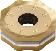 Seco - ONMU090520 M12 Grade F40M Carbide Milling Insert - TiAlN/TiN Finish, 0.228" Thick, 0.866" Inscribed Circle - USA Tool & Supply