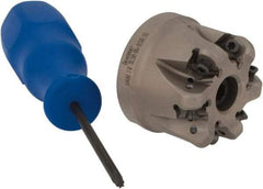 Iscar - 1-1/2" Cut Diam, 0.295" Max Depth, 1/2" Arbor Hole, 6 Inserts, H400 RNHU 1004 Insert Style, Indexable Copy Face Mill - H400 FR-10 Cutter Style, 1.4" High, Through Coolant, Series Heliquad - USA Tool & Supply