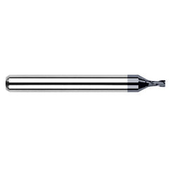 Miniature End Mills - Stub & Standard - 0.0250″ Cutter Diameter × 0.0750″ Length of Cut Carbide Square End Mill, 2 Flutes, AlTiN Coated - Exact Industrial Supply