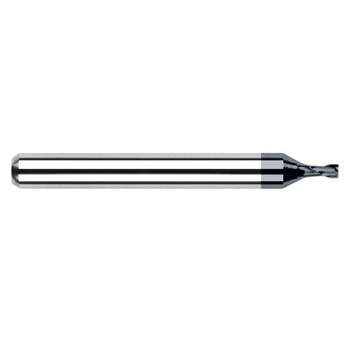 Miniature End Mills - Stub & Standard - 0.0310″ (1/32″) Cutter Diameter × 0.0930″ (3/32″) Length of Cut Carbide Square End Mill, 2 Flutes, AlTiN Coated - Exact Industrial Supply