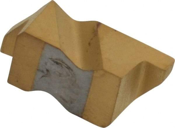 Tool-Flo - 2058FLG Grade GP50, 1.47mm Cutting Width Carbide Grooving Insert - 1.27mm Max Depth of Cut, Right Hand, 0.005 to 0.01" Corner Radius, TiN Finish - USA Tool & Supply