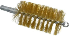 Schaefer Brush - 4-1/2" Brush Length, 2-1/2" Diam, Double Stem, Single Spiral Tube Brush - 8" Long, Brass, 1/4" NPSM Male Connection - USA Tool & Supply