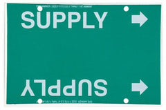 Made in USA - Pipe Marker with Supply Legend and Arrow Graphic - 6 to 8" Pipe Outside Diam, White on Green - USA Tool & Supply