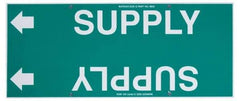Made in USA - Pipe Marker with Supply Legend and Arrow Graphic - 8 to 10" Pipe Outside Diam, White on Green - USA Tool & Supply