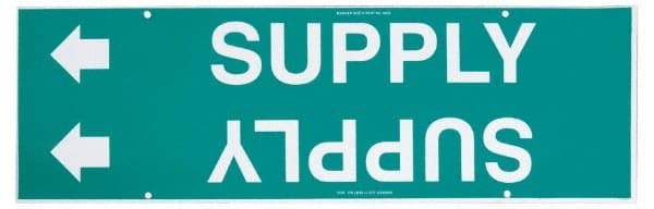Made in USA - Pipe Marker with Supply Legend and Arrow Graphic - 10 to 10" Pipe Outside Diam, White on Green - USA Tool & Supply