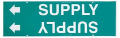 Made in USA - Pipe Marker with Supply Legend and Arrow Graphic - 10 to 10" Pipe Outside Diam, White on Green - USA Tool & Supply