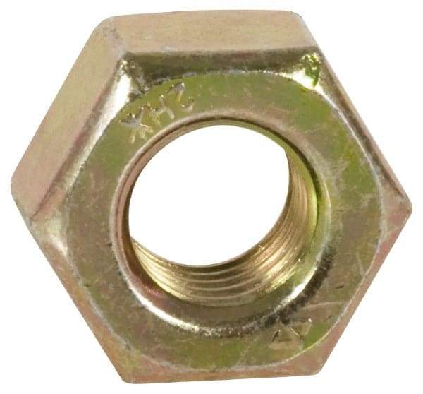 Value Collection - 1-8 UNC Steel Right Hand Heavy Hex Nut - 1-5/8" Across Flats, 63/64" High, Zinc Yellow Dichromate Finish - USA Tool & Supply