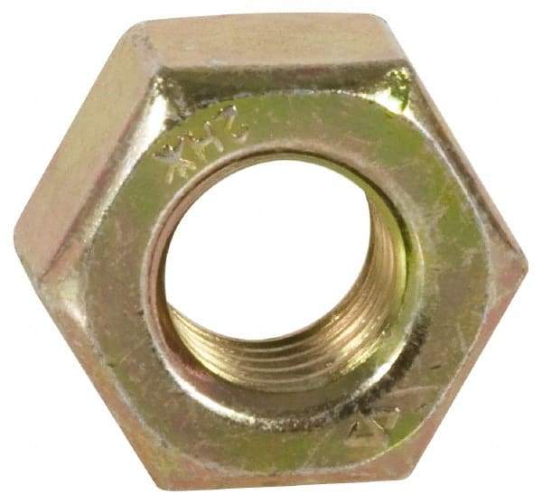 Value Collection - 7/8-9 UNC Steel Right Hand Heavy Hex Nut - 1-7/16" Across Flats, 55/64" High, Zinc Yellow Dichromate Finish - USA Tool & Supply