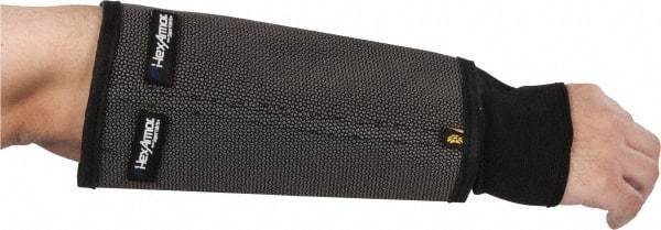 HexArmor - Size M, Gray/Black SuperFabric Cut & Puncture Resistant Sleeve - 9" Long Sleeve, Cut Resistance Level 5, Made with Thumb Hole - USA Tool & Supply
