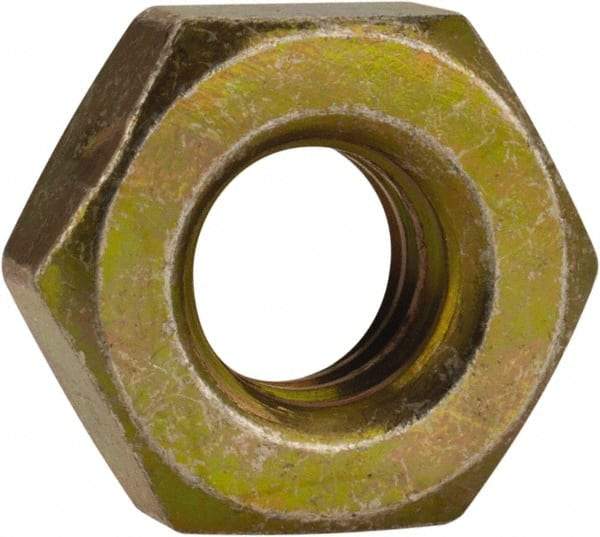 Made in USA - 1/4-20 UN Steel Right Hand Machine Screw Hex Nut - 7/16" Across Flats, 0.193" High, Cadmium-Plated Finish - USA Tool & Supply