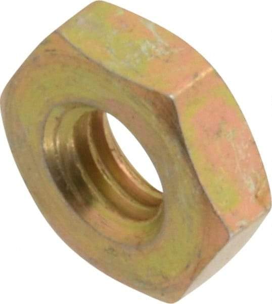 Made in USA - #10-32 UN Steel Right Hand Machine Screw Hex Nut - 11/32" Across Flats, 0.13" High, Cadmium-Plated Finish - USA Tool & Supply