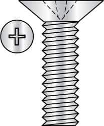 Made in USA - #2-56 UNC, 5/32" OAL Phillips Drive Machine Screw - Flat Head, Grade 3 Steel, Yellow Cadmium-Plated Finish, Without Washer - USA Tool & Supply