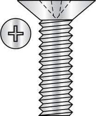 Made in USA - #8-32 UNC, 5/8" OAL Phillips Drive Machine Screw - Flat Head, Grade 3 Steel, Yellow Cadmium-Plated Finish, Without Washer - USA Tool & Supply