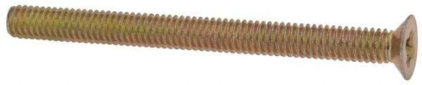Made in USA - #4-48 UNF, 1-3/8" OAL Phillips Drive Machine Screw - Flat Head, Grade 3 Steel, Yellow Cadmium-Plated Finish, Without Washer - USA Tool & Supply