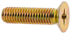 Made in USA - #10-32 UNF, 3/4" OAL Phillips Drive Machine Screw - Flat Head, Grade 3 Steel, Yellow Cadmium-Plated Finish, Without Washer - USA Tool & Supply