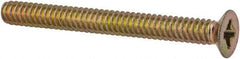 Made in USA - #6-32 UNC, 1-3/8" OAL Phillips Drive Machine Screw - Flat Head, Grade 3 Steel, Yellow Cadmium-Plated Finish, Without Washer - USA Tool & Supply