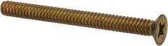 Made in USA - #6-32 UNC, 1-1/2" OAL Phillips Drive Machine Screw - Flat Head, Grade 3 Steel, Yellow Cadmium-Plated Finish, Without Washer - USA Tool & Supply