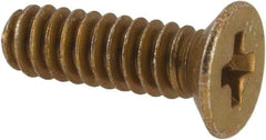Made in USA - #4-40 UNC, 3/8" OAL Phillips Drive Machine Screw - Flat Head, Grade 3 Steel, Yellow Cadmium-Plated Finish, Without Washer - USA Tool & Supply