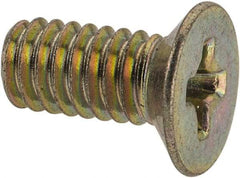 Value Collection - #8-32 UNC, 3/8" OAL Phillips Drive Machine Screw - Flat Head, Grade 3 Steel, Yellow Cadmium-Plated Finish, Without Washer - USA Tool & Supply