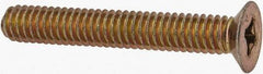 Made in USA - #8-32 UNC, 1-3/16" OAL Phillips Drive Machine Screw - Flat Head, Grade 3 Steel, Yellow Cadmium-Plated Finish, Without Washer - USA Tool & Supply