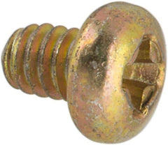 Made in USA - #2-56 UNC, 1/8" Length Under Head Phillips Drive Machine Screw - Pan Head, Grade 3 Steel, Yellow Cadmium-Plated Finish, Without Washer - USA Tool & Supply