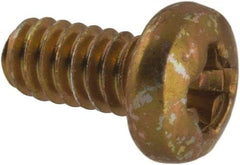Made in USA - #2-56 UNC, 3/16" Length Under Head Phillips Drive Machine Screw - Pan Head, Grade 3 Steel, Yellow Cadmium-Plated Finish, Without Washer - USA Tool & Supply