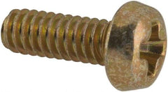 Made in USA - #2-56 UNC, 1/4" Length Under Head Phillips Drive Machine Screw - Pan Head, Grade 3 Steel, Yellow Cadmium-Plated Finish, Without Washer - USA Tool & Supply