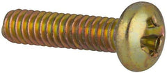 Made in USA - #2-56 UNC, 3/8" Length Under Head Phillips Drive Machine Screw - Pan Head, Grade 3 Steel, Yellow Cadmium-Plated Finish, Without Washer - USA Tool & Supply