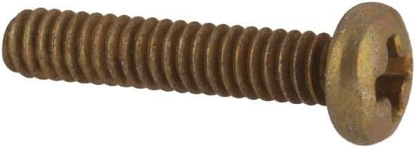 Made in USA - #2-56 UNC, 7/16" Length Under Head Phillips Drive Machine Screw - Pan Head, Grade 3 Steel, Yellow Cadmium-Plated Finish, Without Washer - USA Tool & Supply