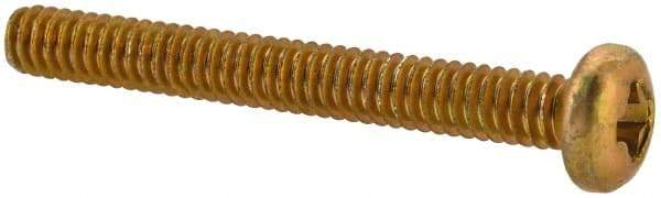Made in USA - #2-56 UNC, 3/4" Length Under Head Phillips Drive Machine Screw - Pan Head, Grade 3 Steel, Yellow Cadmium-Plated Finish, Without Washer - USA Tool & Supply
