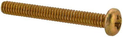 Made in USA - #2-56 UNC, 3/4" Length Under Head Phillips Drive Machine Screw - Pan Head, Grade 3 Steel, Yellow Cadmium-Plated Finish, Without Washer - USA Tool & Supply