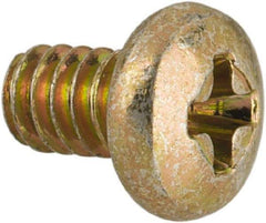 Made in USA - #4-40 UNC, 3/16" Length Under Head Phillips Drive Machine Screw - Pan Head, Grade 3 Steel, Yellow Cadmium-Plated Finish, Without Washer - USA Tool & Supply