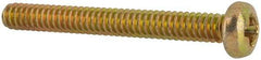 Made in USA - #4-40 UNC, 1" Length Under Head Phillips Drive Machine Screw - Pan Head, Grade 3 Steel, Yellow Cadmium-Plated Finish, Without Washer - USA Tool & Supply