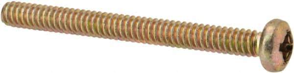 Made in USA - #6-32 UNC, 1-1/2" Length Under Head Phillips Drive Machine Screw - Pan Head, Grade 3 Steel, Yellow Cadmium-Plated Finish, Without Washer - USA Tool & Supply